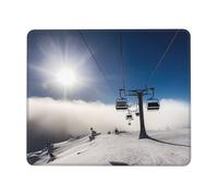 Ski Lift at Sunshine Mouse Pad with Stitched Edge, Comfortable Mouse Pads with Non-Slip Rubber Base Gaming Mouse Mat Washable Mousepads Computers Laptop Desk Accessories for Office 7 x 8.6 in