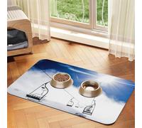Ski Lift At Sunshine Print Pet Feeding Mat For Dogs & Cats Absorbent Waterproof Dog Food Mat Non-Slip Pet Bowl Placemat Quick Dry Floor Protector Leather Tablecloth