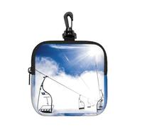 Ski Lift At Sunshine Square Zipper Pouch with All-Over Print,Waterproof Rubber-Fabric, Lightweight Durable Small Organizer Bag for Coins, Cards, Keys