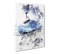 Ski Lift In The Alps Watercolour Canvas Print | Gallery Wrapped 30mm Frame Wall Art | 20x14 inches | Ready to Hang | Modern Picture | Living Room Bedroom Lounge Office