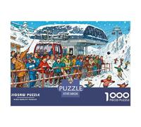 Ski Lift Queue Calamity Wooden Jigsaw Puzzle Waterproof 1000 Piece Puzzles for Adults Gifts Challenging And Brainteasing Educational Games