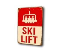 Ski Lift Sign | Decorative Signage Ski Lodge Cabin Decor | Durable Aluminium Composite | Weatherproof, UV Print for Indoor/Outdoor Use | Gift for Skier