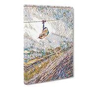 Ski Lift Skiing Snowboarding Alps Modern Bg Canvas Print | Gallery Wrapped 30mm Frame Wall Art | 20x14 inches | Ready to Hang | Modern Picture | Living Room Bedroom Lounge Office