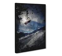 Ski Lift Skiing Snowboarding Alps Modern Cb Canvas Print | Gallery Wrapped 30mm Frame Wall Art | 24x16 inches | Ready to Hang | Modern Picture | Living Room Bedroom Lounge Office