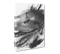 Ski Lift Skiing Snowboarding Alps V1 Canvas Print | Gallery Wrapped 30mm Frame Wall Art | 20x14 inches | Ready to Hang | Modern Picture | Living Room Bedroom Lounge Office