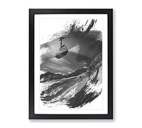 Ski Lift Skiing Snowboarding Alps V1 Modern Framed Print | A3 Black Framed Wall Art | Ready to Hang | Modern Nature Picture | Living Room Bedroom Lounge Office