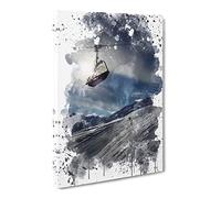 Ski Lift Skiing Snowboarding Alps V3 Modern Canvas Wall Art Print Ready to Hang, Framed Picture for Living Room Bedroom Home Office Décor, 30x20 Inch (76x50 cm)