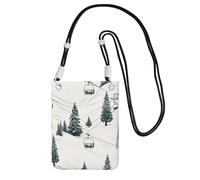 Ski Lift With Fir Tree Cell Phone Purse For Women, Cell Phone Sleeve Pouch Case Wallet Bag With Black Shoulder Strap Travel Pouch
