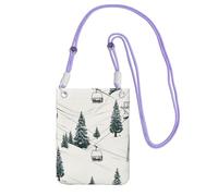 Ski Lift With Fir Tree Cell Phone Purse For Women, Cell Phone Sleeve Pouch Case Wallet Bag With Purple Shoulder Strap Travel Pouch