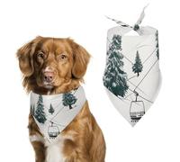 Ski Lift with Fir Tree Dog Bandanas Adjustable Bib Party Pet Decorations Cute Dog Triangle Scarfs for Small Medium Puppy Cat Costume Accessory