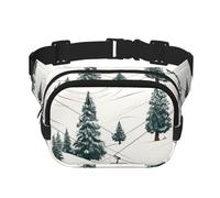 Ski Lift With Fir Tree Fanny Pack For Women Waterproof Adjustable Belt Bags Waist Pack Fashion Casual Crossbody Bags Bum Bag For Running Workout Hiking Traveling, Black, One Size