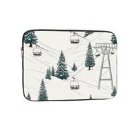 Ski Lift with Fir Tree Laptop Sleeve Bag 17 Inch Waterproof Shockproof Laptop Case Bag Lightweight Tablet Travel Cover Computer Skin Bag Tablet Carrying Case