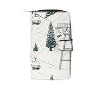 Ski Lift With Fir Tree Wallet Multifunctional Wallets for Men Compact Wallet Purse Passport Bag
