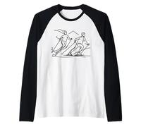 Ski Line Art Snowsports Fan Raglan Baseball Tee