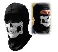 Ski Mask Full Face, Ghost Balaclava Knitted Men Windproof Skull Mask with Skeleton Design for Outdoor Sports One Size Warmer Headwear for Halloween Cosplay Costume Parties Black (MJ-002A)