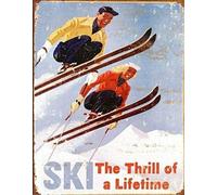 Ski Metal Tin Sign Garage Winter Alpine Skiing Beach Travel Club Retro Bar Coffee Wall Decoration Plaque 8x12 Inch.