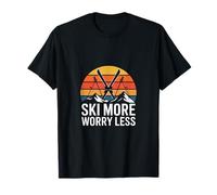 Ski More Worry Less Retro Skiing Mountains T-Shirt