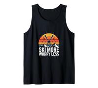 Ski More Worry Less Retro Skiing Mountains Tank Top