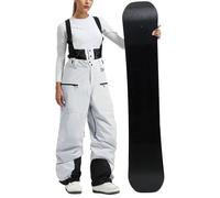 Ski Pants Womens Baggy Snowboard Pants Thicken Fleece Lined Ski Bibs Snow Pants Loose Overalls Winter Warm Insulated Snowboard Overalls Outdoor Waterproof Windproof Snowpants Insulated Clothes White S