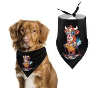 Ski Rider Cow Dog Bandana Adjustable Pet Scarf Bib Cute Triangle Handkerchief for Dogs Cats Gifts