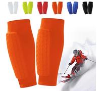 Ski Shin Guards Gel, Shinbang Shields, Shin Defender Skiing, Breathable Elastic Honeycomb Pads Gel Guard for Skiing, Safety Gear for Adults Teenagers Sports for Skiing, Soccer (Orange, S)