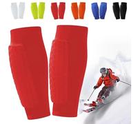 Ski Shin Guards Gel, Shinbang Shields, Shin Defender Skiing, Breathable Elastic Honeycomb Pads Gel Guard for Skiing, Safety Gear for Adults Teenagers Sports for Skiing, Soccer (Red, S)
