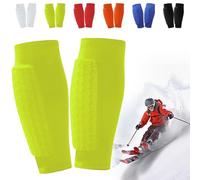Ski Shin Guards Gel, Shinbang Shields, Shin Defender Skiing, Breathable Elastic Honeycomb Pads Gel Guard for Skiing, Safety Gear for Adults Teenagers Sports for Skiing, Soccer (Green, S)