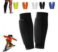 Ski Shin Guards Gel, Ski Guard Socks, Ski Guards Shin Pads, Shin Defender, Breathable Elastic Honeycomb Pads Gel Guard for Skiing, Legs Protection, Safety Gear for Adults Teenagers Sports (Black, XL)