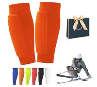 Ski Shin Guards Gel, Ski Shin Protector with Superior Impact Absorption, Legs Protection, Breathable Elastic Honeycomb Skis Guard Socks, Safety Gear for Adult Teenager Sport Gift (orange,l)