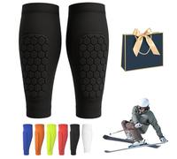 Ski Shin Guards Gel, Ski Shin Protector with Superior Impact Absorption, Legs Protection, Breathable Elastic Honeycomb Skis Guard Socks, Safety Gear for Adult Teenager Sport Gift (black,m)