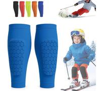 Ski Shin Guards, Shin Defender Shin Guards, Ski Shins Guards Gel, Soccer Shins Guardss Pads for Youth Adult, Compression Sleeve with Honeycomb Pads for Adult & Child (Blue, S)