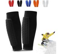 Ski Shin Guards, Ski Guard Socks, Impact-Resistant Knee Pads for Mountaineering, Breathable Elastic Gel Guard for Skiing, Legs Protection, Safety Gear for Adults Sports, Lightweight (Black, L)