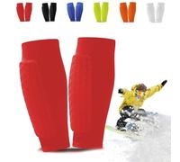 Ski Shin Guards, Ski Guard Socks, Ski Guards Shin Pads, Shin Defender, Breathable Elastic Gel Guard for Skiing, Safety Gear for Adults Sports, Legs Protection (Red, M)