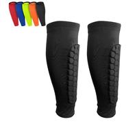 Ski Shin Guards,Ski Shields,Shin Defender Guards with Honeycomb Pads,Long Breathable Elastic,Breathable EVA Foam Leg Protection,Anti-Collision Elastic Leggings,for Skiing & Snowboarding (BlackXL)