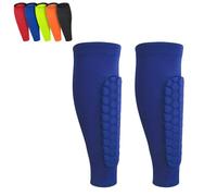 Ski Shin Guards,Ski Shields,Shin Defender Guards with Honeycomb Pads,Long Breathable Elastic,Breathable EVA Foam Leg Protection,Anti-Collision Elastic Leggings,for Skiing & Snowboarding (BlueM)