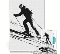 Ski Skiing Black And White 1000 Piece Jigsaw Puzzles for Teenagers Jigsaw Solid Logic Toy Calm Fun Precision Cut Santa Wish Item 38x26cm