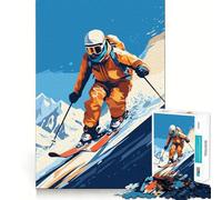 Ski Skiing Jigsaw Puzzles for Adults1000 Piece Sharp Logic Toy Together Fun Tight Cut Memorable Gift 38x26cm