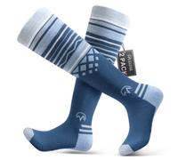 Ski Socks 2-Pack Merino Wool, Over The Calf Non-Slip Cuff for Men & Women, Baby Blue, Medium