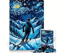 Ski Starry Night 1000 Piece Jigsaws for Teenagers Mind Exercise Toy Mental Relax Design Assembly Santa Wish List 50x75cm