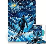 Ski Starry Night 1000 Piece Jigsaws for Teenagers Mind Exercise Toy Mental Relax Design Assembly Santa Wish List 50x75cm