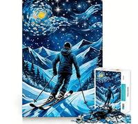 Ski Starry Night 1000 Pieces Jigsaws Adults Puzzles Gifts Reason Skill Toy Stress Release Exact Cut Santa Wish List 38x52cm