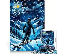Ski Starry Night 1000 Pieces Jigsaws Adults Puzzles Gifts Reason Skill Toy Stress Release Exact Cut Santa Wish List 38x52cm