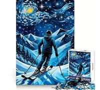 Ski Starry Night Adults Puzzles 1000 Piece Jigsaws Strengthen Memory Quiet Calm Clean Edge Art Collectible 38x26cm