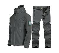 Ski Suits for Men, Mens Winter Outdoor Sports Plush and Thicken Ski Suits Set, Waterproof Windproof 2 Pieces Ski Suits Set, for Snow Sport, Winter Skiing Sports (Color : Grey, Size : L)