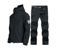 Ski Suits for Men, Mens Winter Outdoor Sports Plush and Thicken Ski Suits Set, Waterproof Windproof 2 Pieces Ski Suits Set, for Snow Sport, Winter Skiing Sports (Color : Black, Size : M)