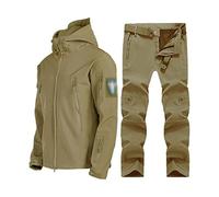 Ski Suits for Men, Mens Winter Outdoor Sports Plush and Thicken Ski Suits Set, Waterproof Windproof 2 Pieces Ski Suits Set, for Snow Sport, Winter Skiing Sports (Color : Khaki, Size : XL)