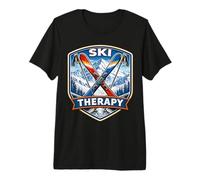 Ski Therapy Skiing Lover Funny Skier Quote Mountain Snow Fun Premium T-Shirt