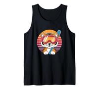 Ski Tiger with Goggles and Snowboard Retro Sunset Tank Top