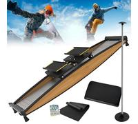 Ski Training Device, Indoor Ski Cross Trainer, 150kg Load Capacity, Strength and Balance Training Device with Walking Stick and Floor Mat