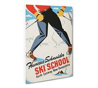 Ski Travel Poster Vintage Vol.11 Canvas Wall Art Print Ready to Hang, Framed Picture for Living Room Bedroom Home Office Décor, 20x14 Inch (50x35 cm)